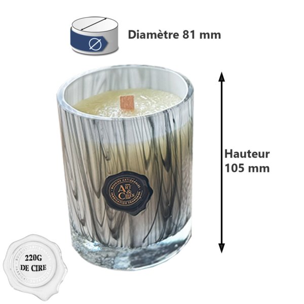 Dimensions Bougie Fusain 220g - Art & Cires